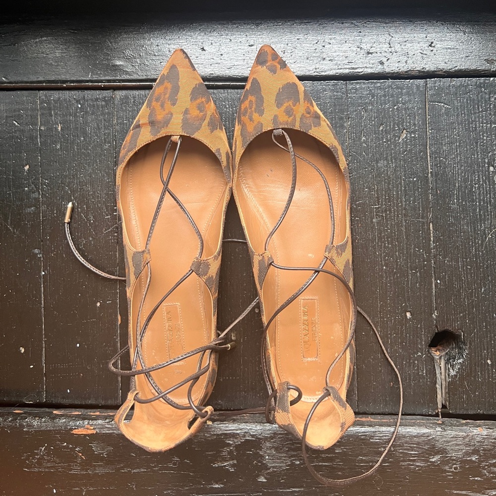 Aquazzura Leopard Calf Hair Flats